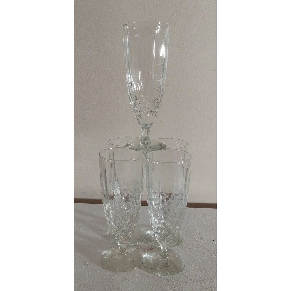 Vintage 8" Glass Champagne Glasses Set OF 5